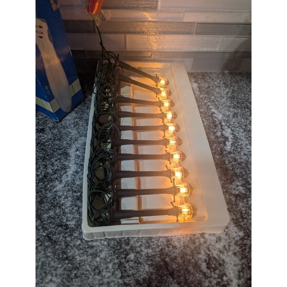 Vintage Christmas Lights Kurt Adler Old Fashioned Streetlamp 10 Light String Set